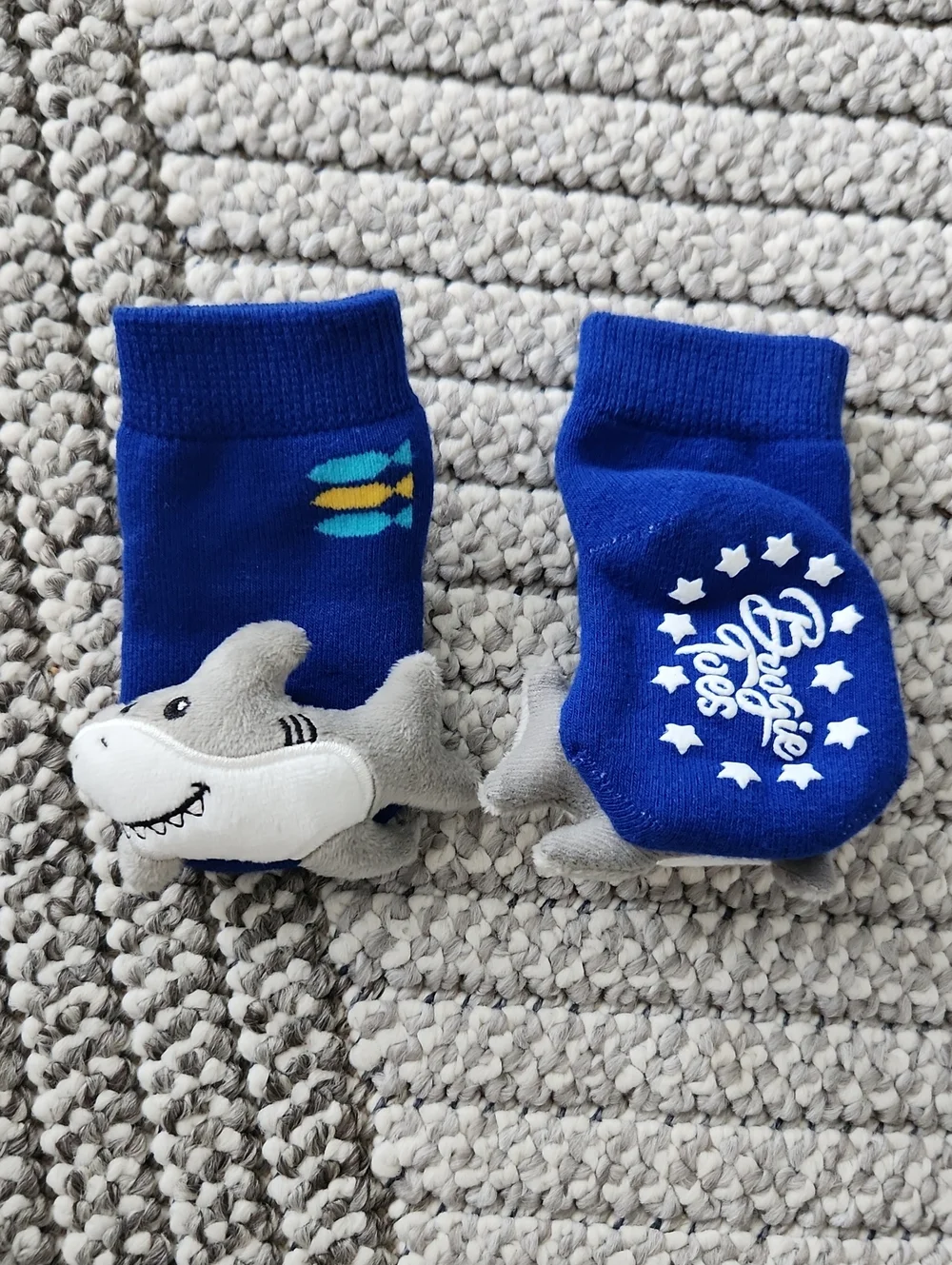 Boogie Toes Blue Shark Rattle Baby Socks